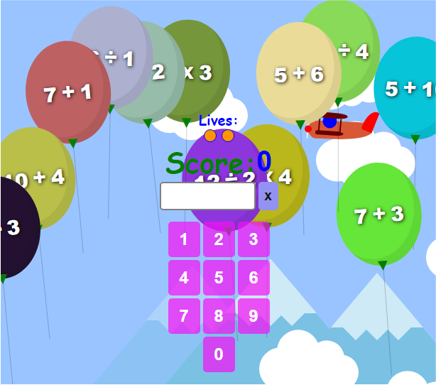 balloons and math game for kids