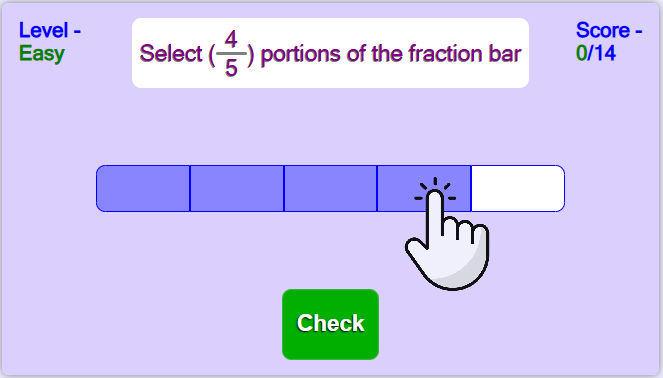Choosing fractions bars math game